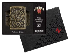 Zippo - Jim Beam Armour Antique Brass -Cheap T-Shirt Store 573445 000 002