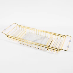 Cheap T-Shirt Store 13 Extendable Metal And Marble Bath Caddy