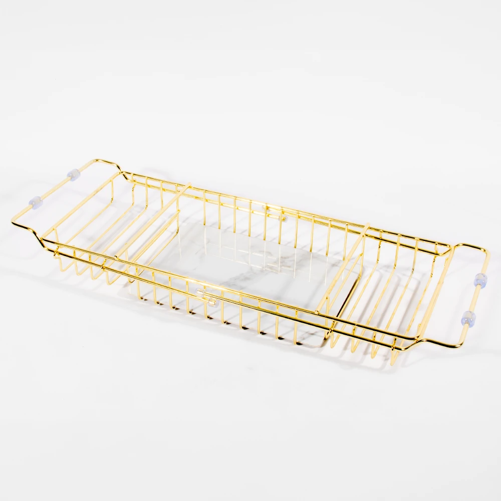 Extendable Metal And Marble Bath Caddy 2 Extendable Metal And Marble Bath Caddy