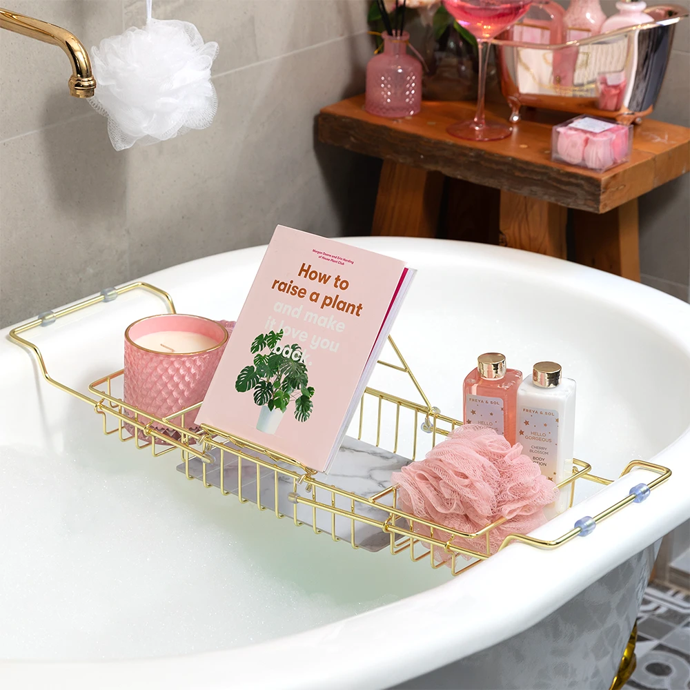 Extendable Metal And Marble Bath Caddy 4 Extendable Metal And Marble Bath Caddy - Image 3