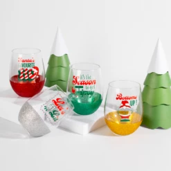 Christmas Stemless Glitter Wine Glasses 4Pack -Cheap T-Shirt Store 592138 003