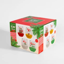 Christmas Stemless Glitter Wine Glasses 4Pack -Cheap T-Shirt Store 592138 004