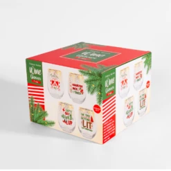 Christmas Gold Foil Stemless Wine Glasses 4 Pack 9 Christmas Gold Foil Stemless Wine Glasses 4 Pack -Cheap T-Shirt Store 592139 004